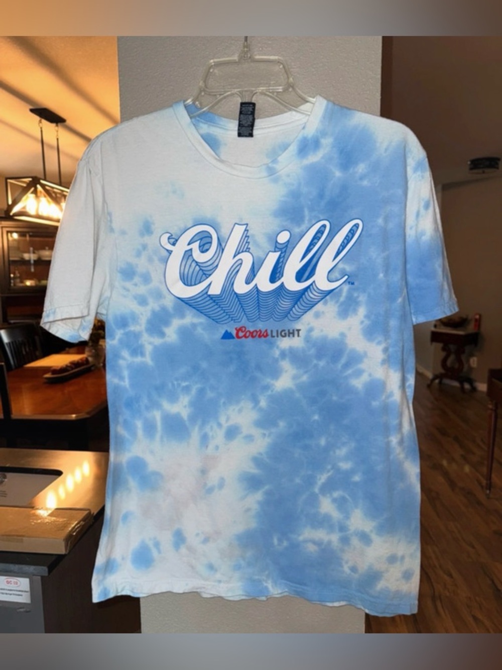 District Coors Light 'Chill' Blue and White Tie-Dye Tee